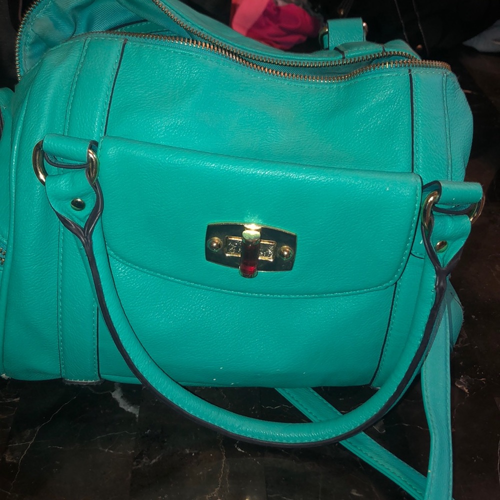 Teal large cross body purse